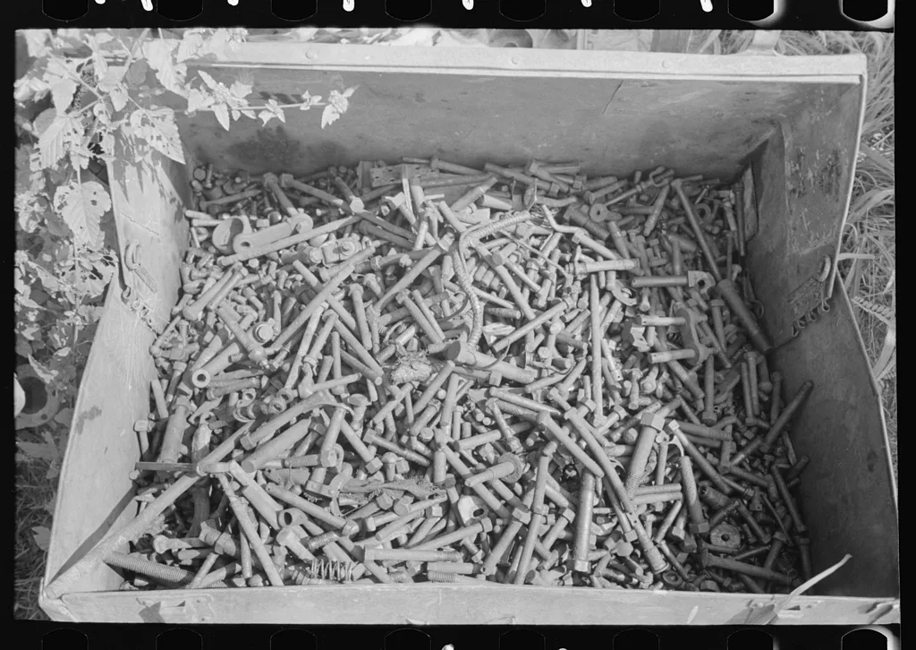 Nuts and bolts, junkyard, near Abbeville, Louisiana, 1938