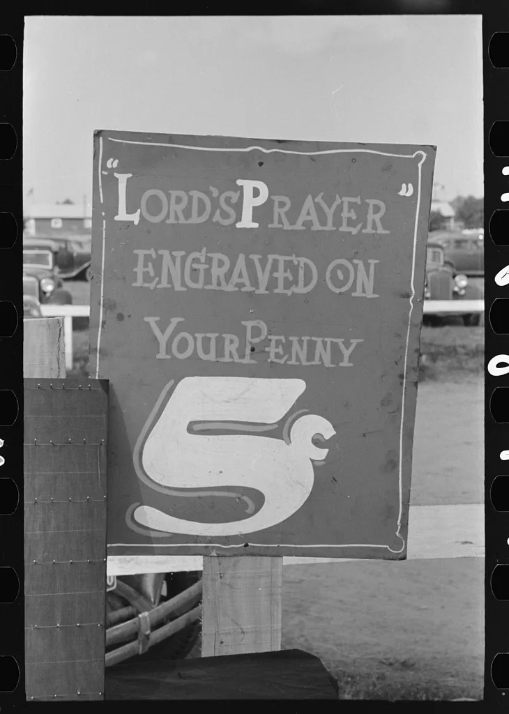 Concessioner's sign, state fair, Donaldsonville, Louisiana, 1938