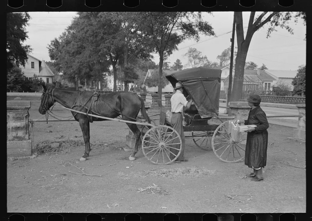 Loading groceries into buggy, Lafayette, Louisiana, 1938