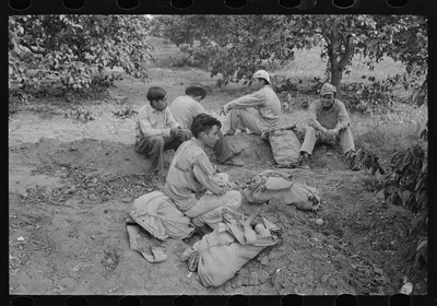 Citrus workers resting, Weslaco, Texas, 1939
