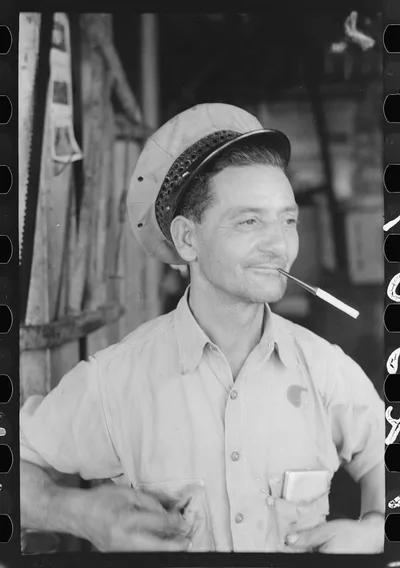 Greek fruit stand owner, market square, Waco, Texas, 1939