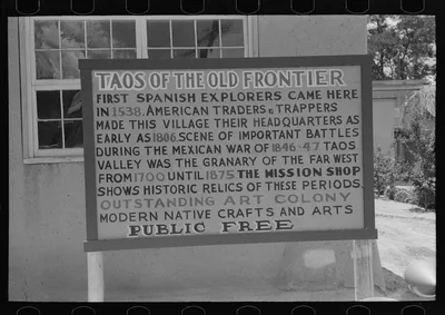 Sign, Taos, New Mexico, 1940