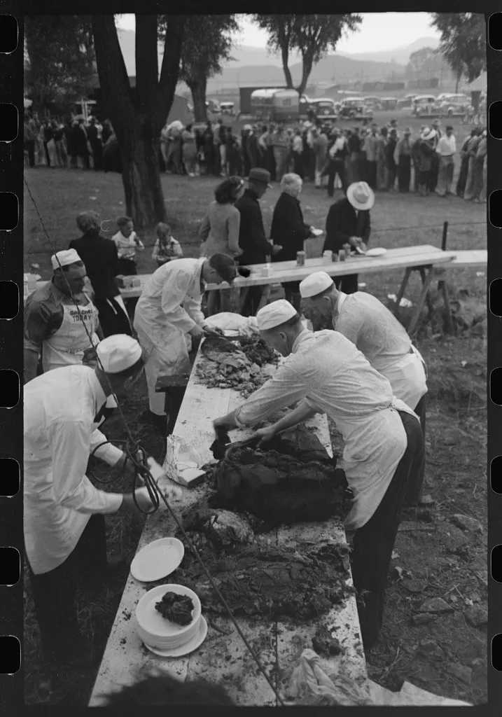 Free barbecue, Labor Day, Ridgway, Colorado, 1940
