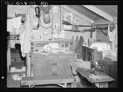 Photograph from Michigan: Interior of William Shanard's home. Shanard is a…