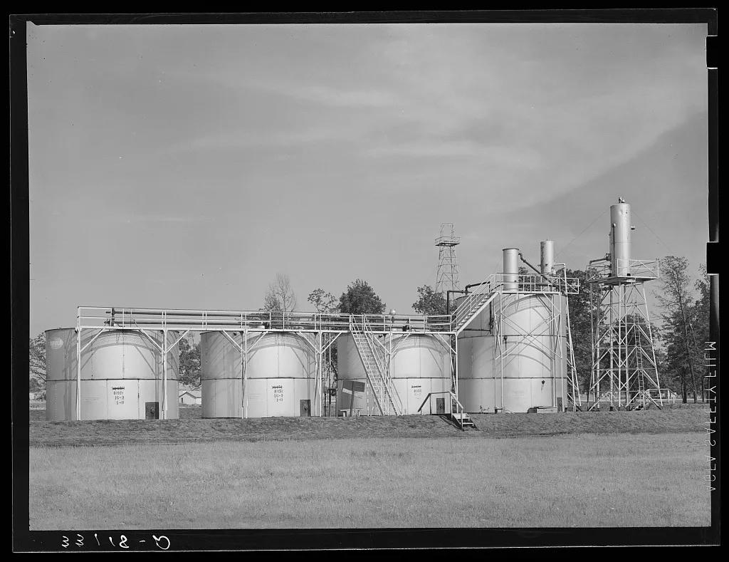 Oil storage tanks out of Kilgore, Texas, 1939
