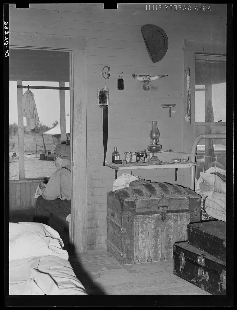 Interior of bunkhouse on ranch near Spur, Texas, 1939
