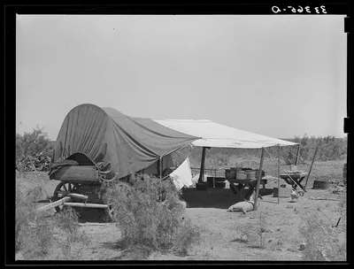 Chuck wagon and tarpaulin. Ranch near Spur, Texas, 1939