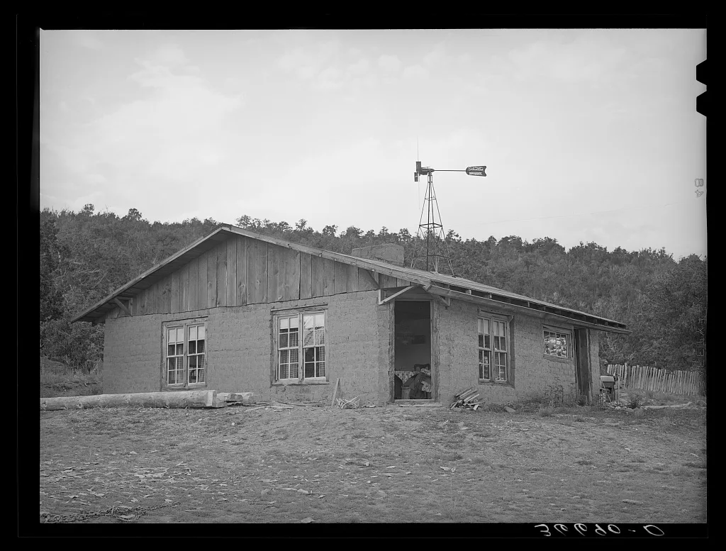 New adobe house of homesteader at Pie Town, New Mexico. This family…, 1940