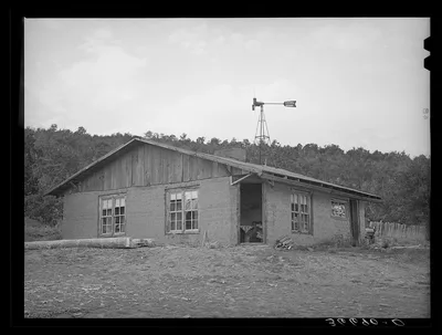 New adobe house of homesteader at Pie Town, New Mexico. This family…, 1940