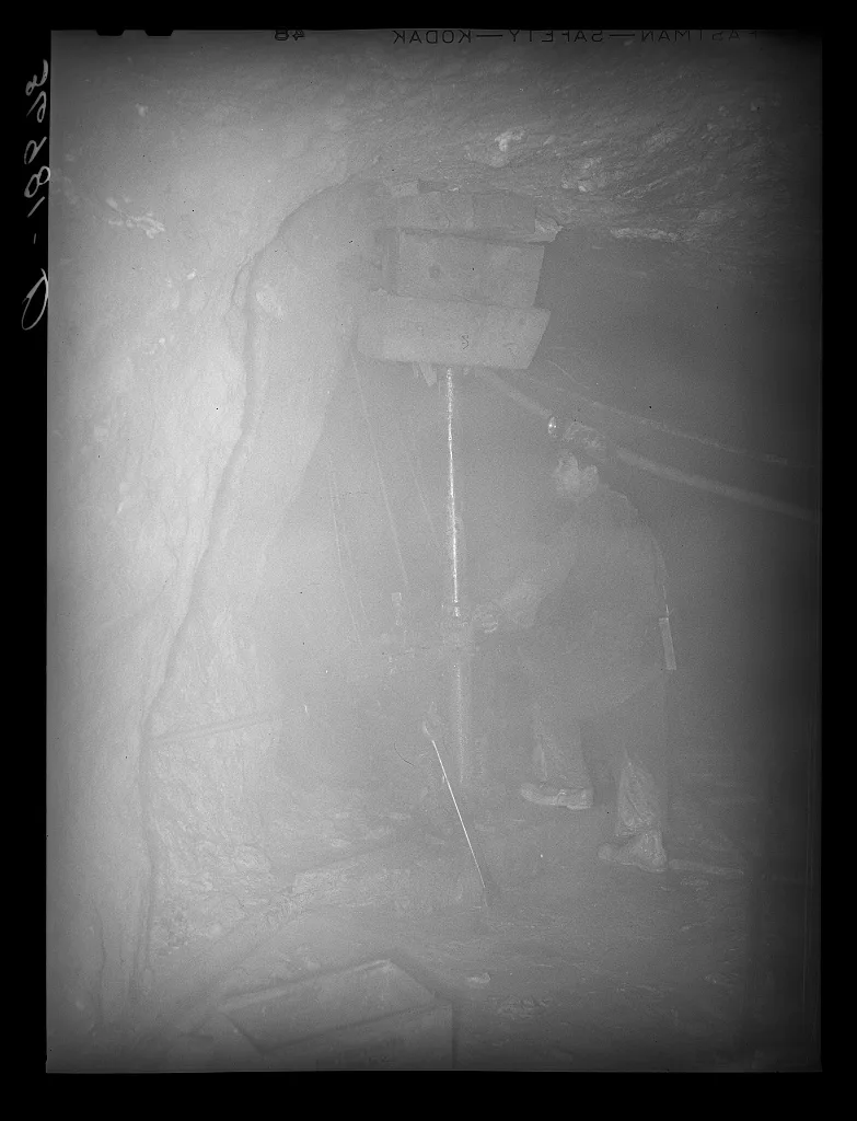 [Untitled photo, possibly related to: Gold miner operating pneumatic…, New Mexico, 1940