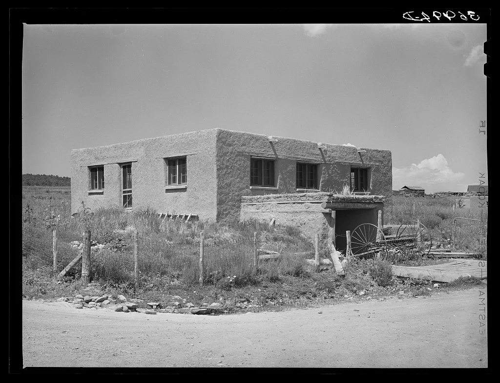 Spanish-American adobe house. Chamisal, New Mexico, 1940