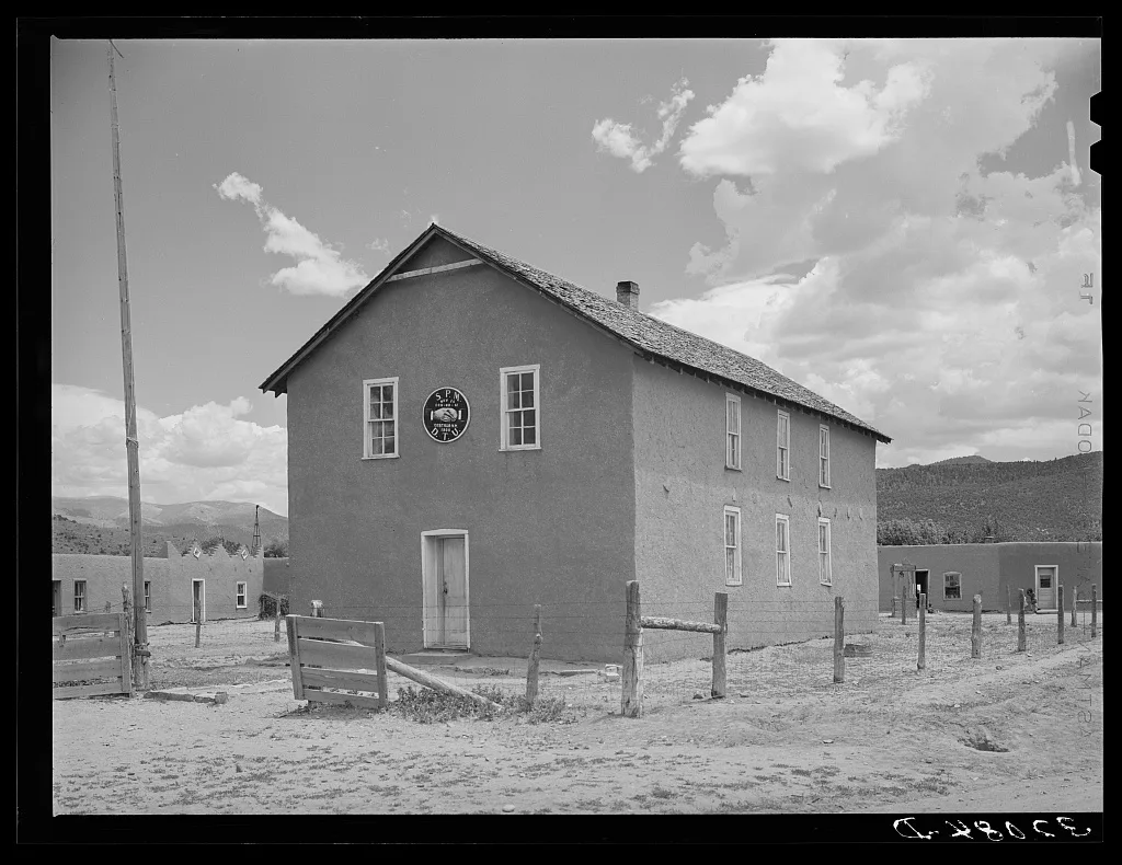 Lodge building. Costilla, New Mexico, 1940