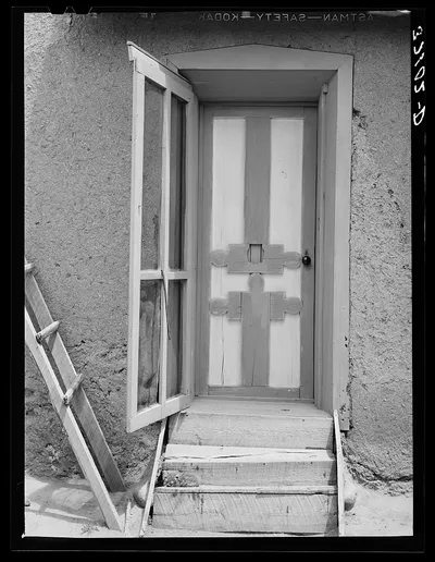 Entrance to Spanish-American house. Chamisal, New Mexico, 1940