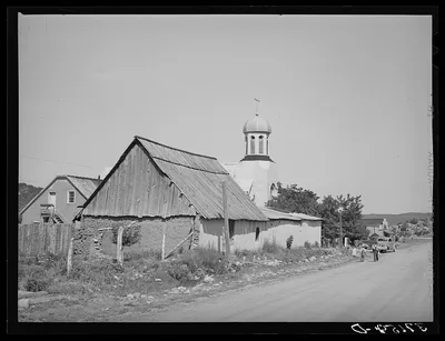 Catholic church, rectory and barn. Penasco, New Mexico, 1940