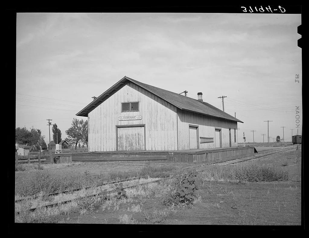 Railroad station at Corinne, Utah, 1940