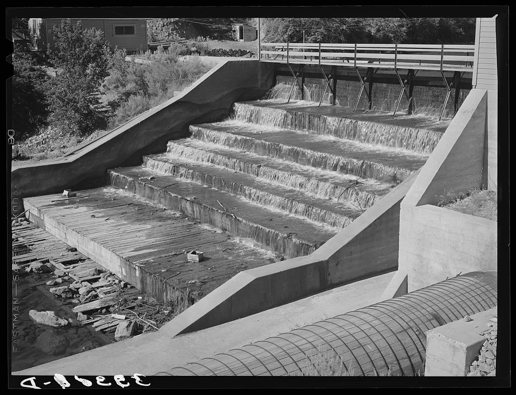 Water is stored in large reservoirs on the Logan River and is then…, Utah, 1940