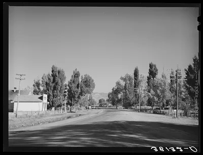 View on Highway 89 through small town in Garfield County, Utah, 1940