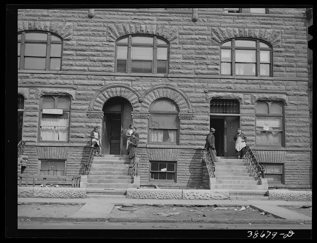 Front of apartment houses rented to Negroes. Chicago, Illinois, 1941