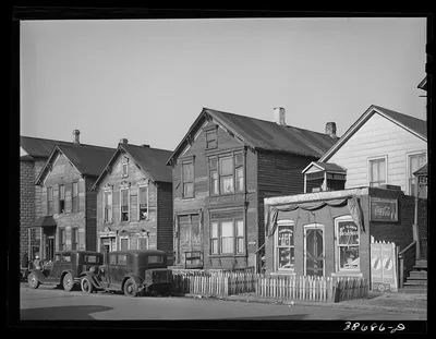 Houses and grocery store on Federal Street in the Negro section of…, Illinois, 1941