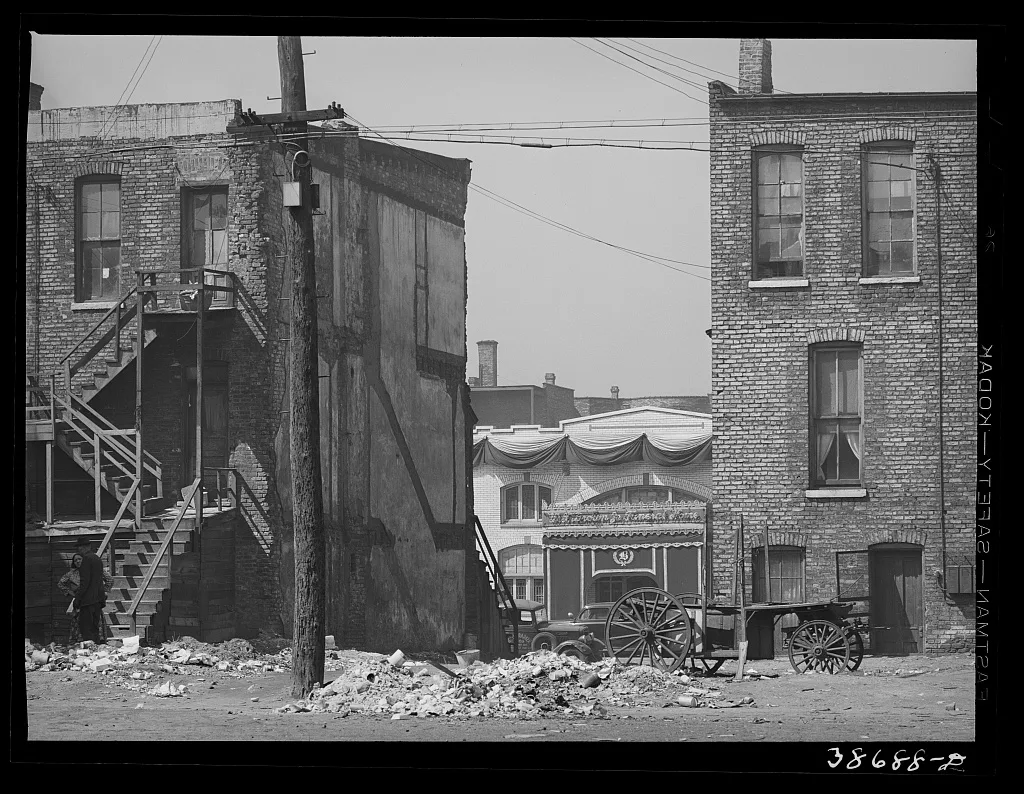 [Untitled photo, possibly related to: Apartment houses and funeral…, Illinois, 1941
