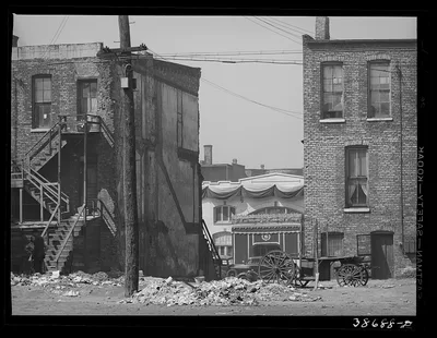 [Untitled photo, possibly related to: Apartment houses and funeral…, Illinois, 1941