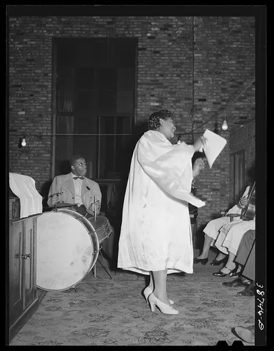 One of the leaders at the Pentecostal church directing the singing,…, Illinois, 1941
