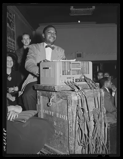 Sound effects man of orchestra at Savoy Ball Room. Chicago, Illinois, 1941