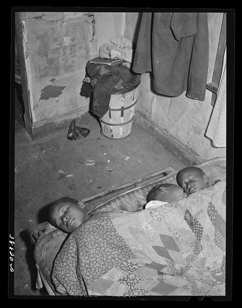 Negro children asleep. Southside of Chicago, Illinois, 1941