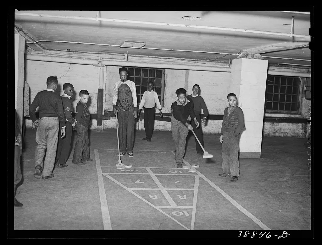 Shuffleboard being played in basement of Good Shepherd Community…, Illinois, 1941