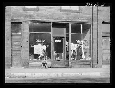 Rummage sale in the Negro section of Chicago, Illinois, 1941