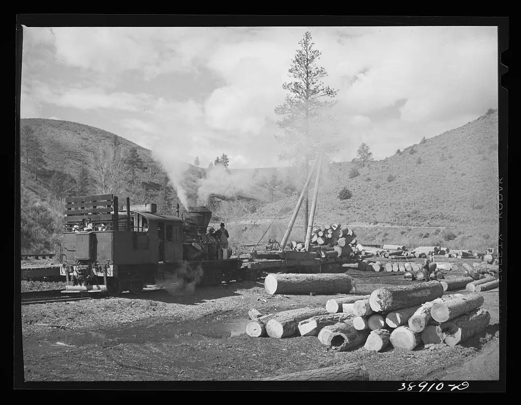 Log loading station of small logging camp. Baker County, Oregon, 1941