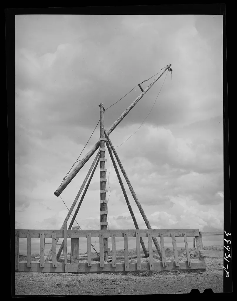 Mormon haystacker on farm of Ray Halstead, FSA (Farm Security…, Oregon, 1941