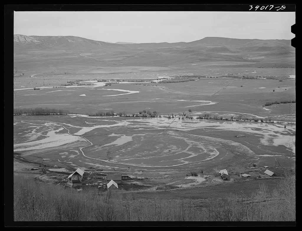 Yampa River Valley, Routt County, Colorado. Notice the spring floods…, 1941