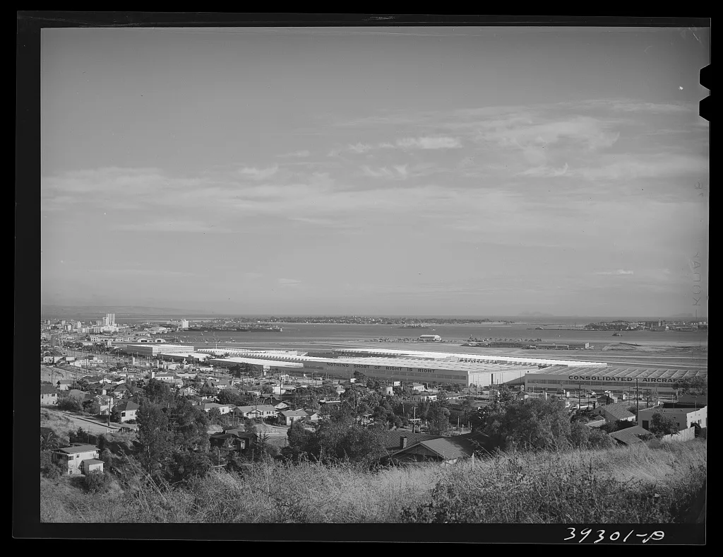 [Untitled photo, possibly related to: Consolidated Aircraft plant…, California, 1940
