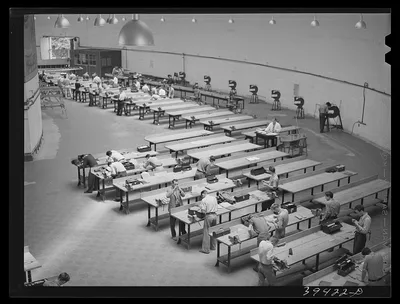 Workshop at the vocational school for aircraft construction workers.…, California, 1941
