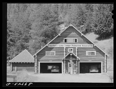 Garage at headquarters of the Southern Idaho Timber Protective…, 1941