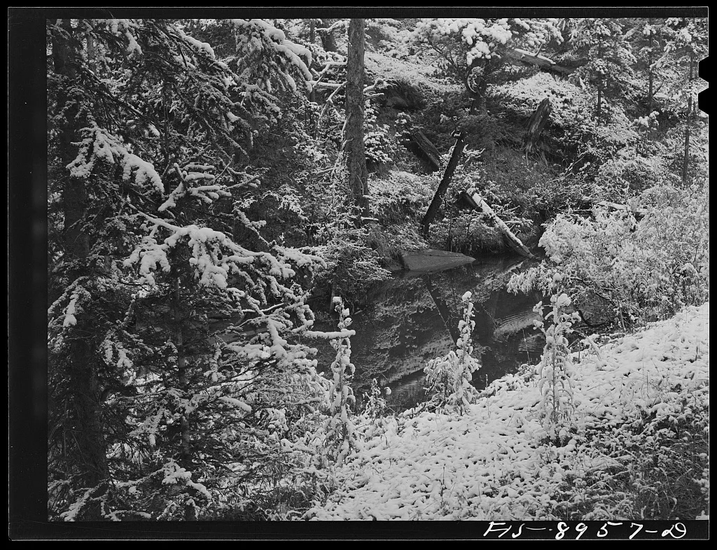 Meagher County, Montana. First snow of the season along mountain…, 1942